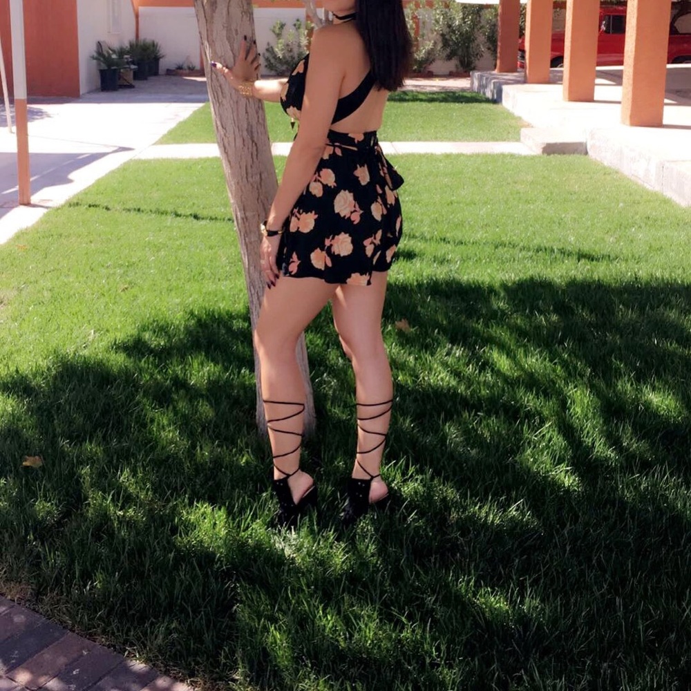 Black & Floral Romper
